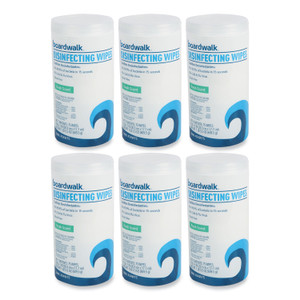 Boardwalk Disinfecting Wipes, 7 x 8, Fresh Scent, 75/Canister, 6 Canisters/Carton (BWK454W75) View Product Image
