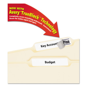 Avery Permanent TrueBlock File Folder Labels with Sure Feed Technology, 0.66 x 3.44, White, 30/Sheet, 60 Sheets/Box View Product Image