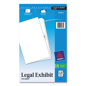 Avery Preprinted Legal Exhibit Side Tab Index Dividers, Avery Style, 26-Tab, 1 to 25, 14 x 8.5, White, 1 Set (AVE11371) View Product Image