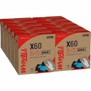Wypall GeneralClean X60 Multi-Task Cleaning Cloths - Pop-Up Box - 8.34" Width x 16.80" Length - White - Hydroknit - 118/Box Product Image 