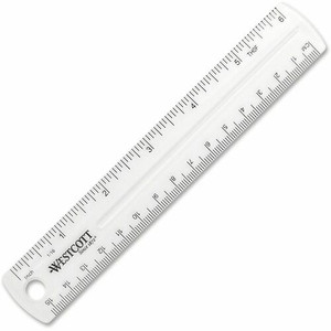Westcott Clear Plastic Ruler - 6" Length x 1" Width - 1/16 Graduations - Metric, Imperial Measuring System - Plastic - Clear Product Image 