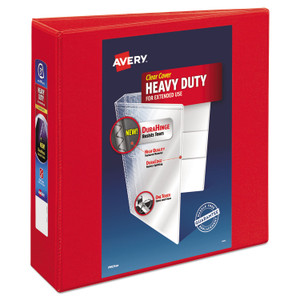 Avery Heavy-Duty View Binder with DuraHinge and Locking One Touch EZD Rings, 3 Rings, 3" Capacity, 11 x 8.5, Red (AVE79325) View Product Image