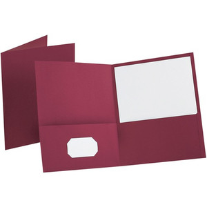 Oxford Letter Recycled Pocket Folder - 8 1/2" x 11" - 100 Sheets Capacity - 2 Internal Pocket(s) - Leatherette - Burgundy Product Image 