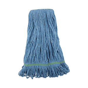 Boardwalk Super Loop Wet Mop Head, Cotton/Synthetic Fiber, 1" Headband, Medium Size, Blue, 12/Carton View Product Image