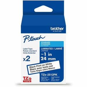 Brother Genuine P-touch TZe2512PK BK on WHT Label Tapes, Laminated, 24mmX8m each - x 15/16" Width - White Product Image 