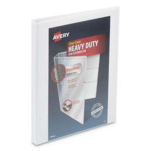 Avery Heavy-Duty View Binder with DuraHinge and One Touch Slant Rings, 3 Rings, 0.5" Capacity, 11 x 8.5, White View Product Image