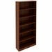 Lorell Laminate Bookcases - 36" Width x 12" Depth x 84" Height - 6 x Shelf(ves) - Sturdy, Laminated, Adjustable Shelf, Adjustable Feet, Square Edge - Walnut - Medium Density Fiberboard (MDF), Thermofused Laminate (TFL) Product Image 
