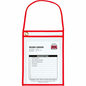C-Line Hanging Strap Shop Ticket Holder - Support 9" x 12" Media - Red, Clear Product Image 