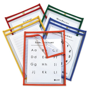 C-Line Reusable Dry Erase Pockets, Easy Load, 9 x 12, Assorted Primary Colors, 25/Pack (CLI42620) View Product Image