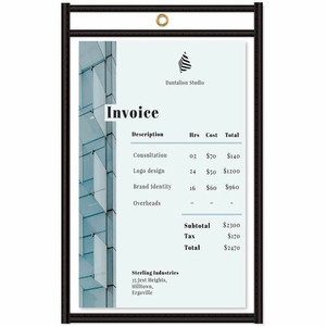 C-Line Stitched Vinyl Shop Ticket Holders - Support 5" x 8" Media - Vinyl - Black, Clear Product Image 