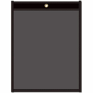 C-Line Letter Vinyl File Pocket - 8 1/2" x 11" - Pressboard, Vinyl, Metal - Clear, Black - Reinforced, Heavy Duty Product Image 