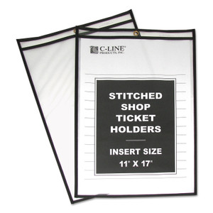 C-Line Shop Ticket Holders, Stitched, Both Sides Clear, 75", 11 x 17, 25/Box (CLI46117) View Product Image