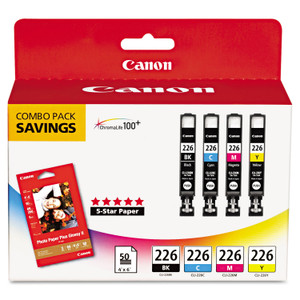 Canon 4546B007 (CLI-226) ChromaLife100+ Ink/Paper Combo, Black/Cyan/Magenta/Yellow View Product Image
