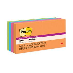 Post-it Notes Super Sticky Pads in Energy Boost Collection Colors, 2" x 2", 90 Sheets/Pad, 8 Pads/Pack (MMM6228SSAU) View Product Image