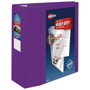 Avery Heavy-Duty View Binder with DuraHinge and Locking One Touch EZD Rings, 3 Rings, 5" Capacity, 11 x 8.5, Purple View Product Image