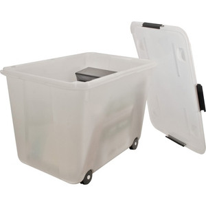 Advantus 15-gallon Rolling Storage Tub - External Dimensions: 23.8" Width x 15.8" Depth x 15.8" Height - 15 gal - Stackable - Plastic - Clear Product Image 
