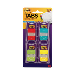 Post-it Tabs 1" Plain Solid Color Tabs, 1/5-Cut, Assorted Colors, 1" Wide, 100/Pack (MMM686RALY) View Product Image