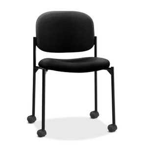 HON VL606 Stacking Guest Chair without Arms, Fabric Upholstery, 21.25" x 21" x 32.75", Black Seat, Black Back, Black Base View Product Image
