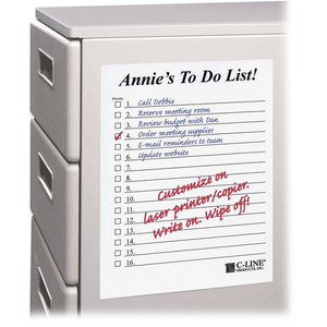 C-Line Self-Stick Dry-erase Sheets - 8 1/2" Flag/Note Width x 11" Flag/Note Length - Rectangle - White - Self-adhesive, Repositionable, Removable Product Image 