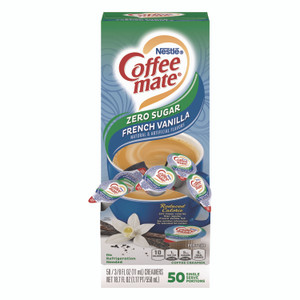 Coffee mate Liquid Coffee Creamer, Zero Sugar French Vanilla, 0.38 oz Mini Cups, 50/Box View Product Image