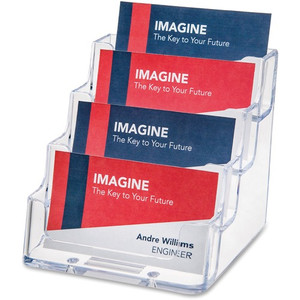 Deflecto Business Card Holder - 3.8" Height x 3.9" Width x 3.5" Depth - Acrylic - Clear Product Image 