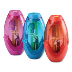 Bostitch Twist-n-Sharp Pencil Sharpener, Two-Hole, 3.91 x 1.5 x 5.88, Randomly Assorted Colors, 6/Pack View Product Image