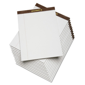 AbilityOne 7530013723108 SKILCRAFT Legal Pads, Wide/Legal Rule, Brown Leatherette Headband, 50 White 8.5 x 11.75 Sheets, Dozen (NSN3723108) View Product Image