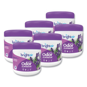 BRIGHT Air Super Odor Eliminator, Lavender and Fresh Linen, Purple, 14 oz Jar, 6/Carton (BRI900014CT) View Product Image