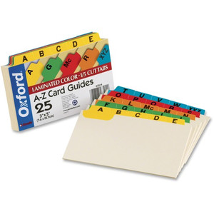 Oxford A-Z Laminated Tab Card Guides - 25 x Divider(s) - Printed Tab(s) - Character - A-Z - 5" Divider Width Product Image 