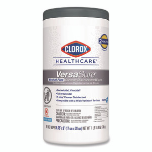 Clorox Healthcare VersaSure Cleaner Disinfectant Wipes, 1-Ply, 6.75 x 8, Original Scent, White, 85 Towels/Can View Product Image