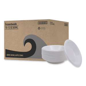 Boardwalk Hi-Impact Plastic Dinnerware, Bowl, 10 oz to 12 oz, White, 1,000/Carton View Product Image