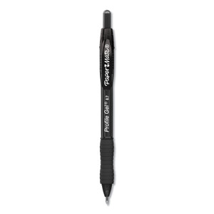 Paper Mate Profile Gel Pen, Retractable, Medium 0.7 mm, Black Ink, Translucent Black Barrel, Dozen View Product Image