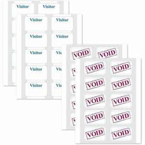 C-Line Time's Up! One-day Visitor Name Badges - Visitor - 3" Width x 2" Length - Removable Adhesive - Rectangle - White Product Image 