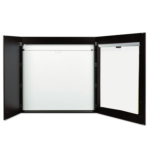 MasterVision Conference Cabinet, Porcelain Magnetic Dry Erase Board, 48 x 48, White Surface, Ebony Wood Frame (BVCCAB01010143) View Product Image