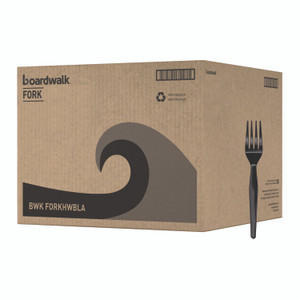 Boardwalk Heavyweight Polystyrene Cutlery, Fork, Plastic, Black, 1,000/Carton View Product Image