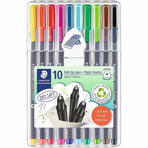 Staedtler Triplus Fineliner 10-piece Porous Point Pens - 0.3 mm Fine Pen Point - Water Based Product Image 