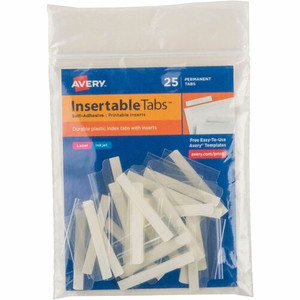 Avery Index Tabs with Printable Inserts - Print-on Tab(s) - 1.50" Tab Height - Self-adhesive, Permanent - Clear Plastic Tab(s) Product Image 