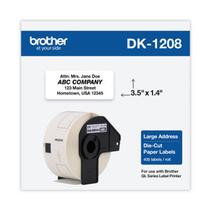 Brother Die-Cut Address Labels, 1.4" x 3.5", White, 400 Labels/Roll View Product Image