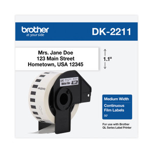 Brother Continuous Film Label Tape, 1.1" x 50 ft Roll, White (BRTDK2211) View Product Image