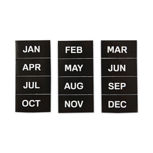 MasterVision Interchangeable Magnetic Board Accessories, Months of Year, Black/White, 2" x 1", 12 Pieces (BVCFM1108) View Product Image