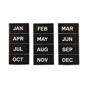 MasterVision Interchangeable Magnetic Board Accessories, Months of Year, Black/White, 2" x 1", 12 Pieces View Product Image