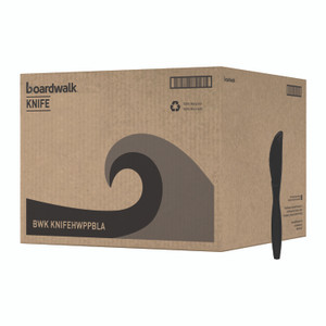 Boardwalk Heavyweight Polypropylene Cutlery, Knife, Plastic, Black, 1,000/Carton View Product Image