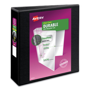 Avery Durable View Binder with DuraHinge and Slant Rings, 3 Rings, 3" Capacity, 11 x 8.5, Black (AVE17041) View Product Image