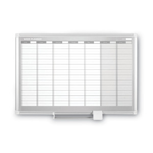 MasterVision Magnetic Dry Erase Calendar Board, Weekly Calendar, 36 x 24, White Surface, Silver Aluminum Frame (BVCGA0396830) View Product Image