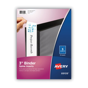 Avery Binder Spine Inserts, 3" Spine Width, 3 Inserts/Sheet, 5 Sheets/Pack (AVE89109) View Product Image