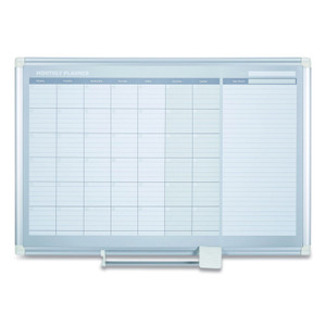 MasterVision Magnetic Dry Erase Calendar Board, Monthly Planning/Scheduling, 48" x 36", White Surface, Satin Aluminum Frame View Product Image