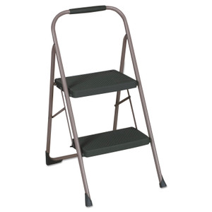 Cosco Big Step Folding Stool, 2-Step, 200 lb Capacity, 20.5" Working Height, 22" Spread, Black/Gray (CSC11308PBL1E) View Product Image