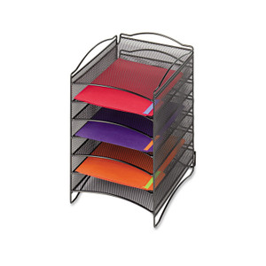 Safco Onyx Steel Mesh Lliterature Sorter, Six Compartments, 10.25 x 12.75 x 15.25, Black (SAF9431BL) View Product Image