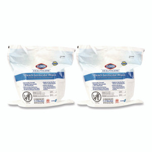 Clorox Healthcare Bleach Germicidal Wipes, 1-Ply, 12 x 12, Unscented, White, 110/Refill, 2 Refills/Carton View Product Image