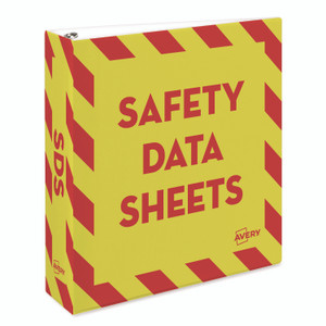 Avery Heavy-Duty Preprinted Safety Data Sheet Binder, 3 Rings, 2" Capacity, 11 x 8.5, Yellow/Red View Product Image